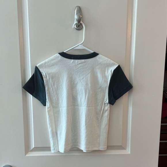 NWT Daydreamer REVOLVE Cotton Tee Women's White Baseball T Shirt "Hi frequency" - Picture 7 of 16